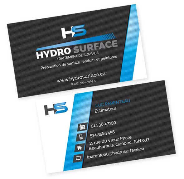 Design et conception de la carte d'affaire Hydro surface