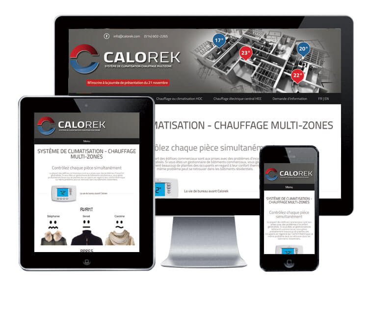 Design et conception du site web Calorek.
