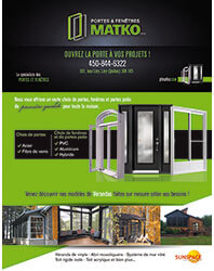 Design et infographie de publicité pour Portes et fenêtres Matko
